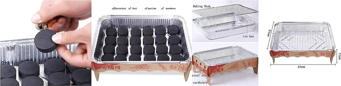 COOLBABY WSTT678 Disposable BBQ Grill Set Charcoal Disposable Instant Eco-Friendly Biodegradable - COOL BABY