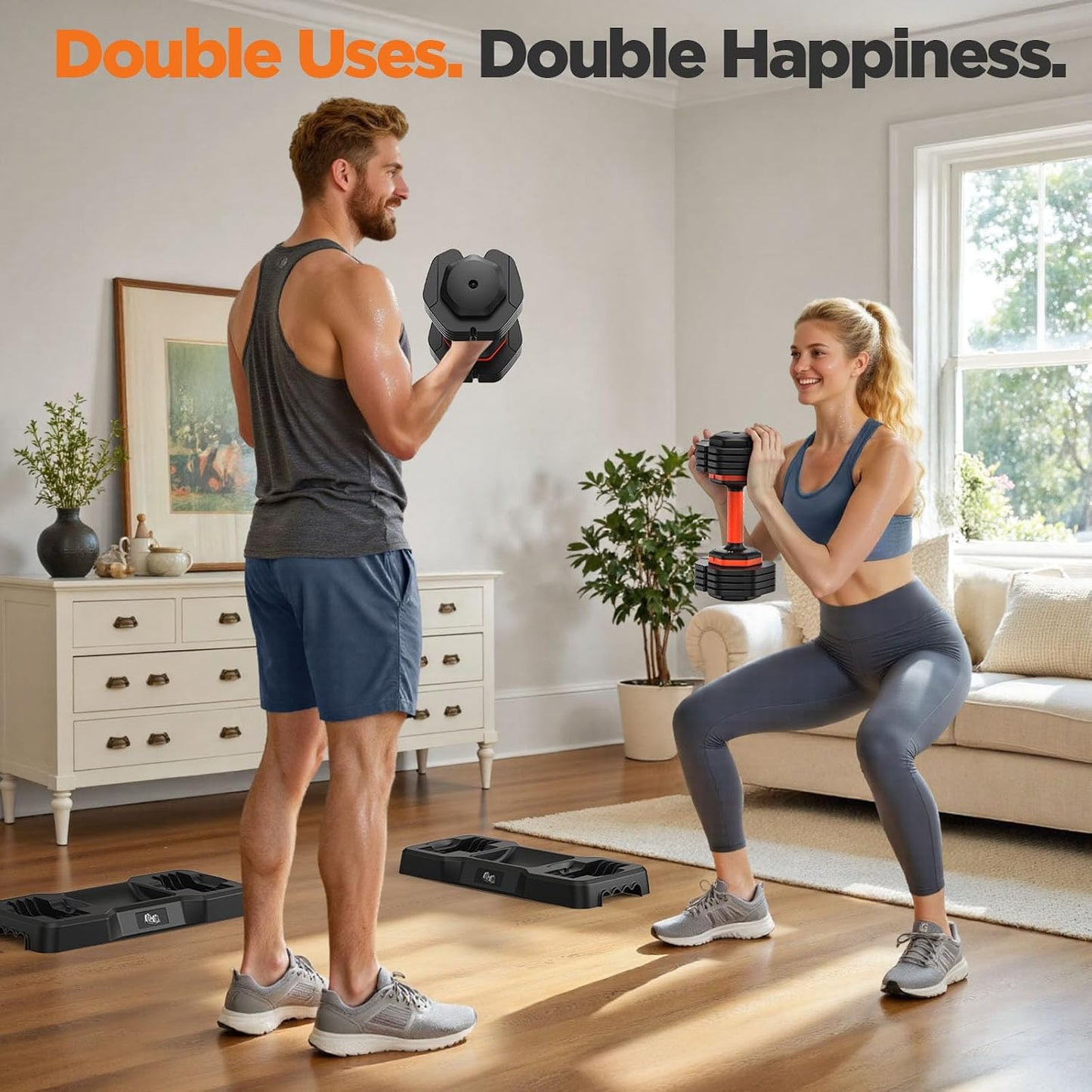 Updated Adjustable Dumbbell Set of 2, 55lb Weights Dumbbell with Storage Box,Adjustable Weights with Anti-slip Silicone Grip