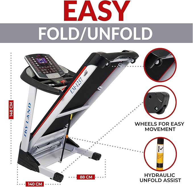 Heavy Duty AC Motor Treadmill – 7 HP Peak Power, Foldable Design with Auto Incline, Bluetooth & App Connectivity