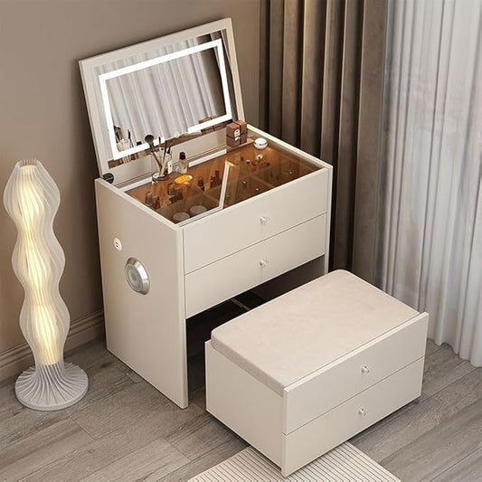 Multifunctional Makeup Vanity Dressing Table with Drawers and Chair 70 CM