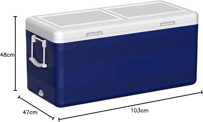 144L Plastic Cooler Icebox Deluxe Blue – Heavy Duty Insulated Cooler with 6-Day Ice Retention