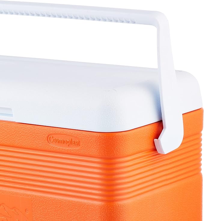 30L Deluxe Plastic Cooler Icebox Orange – Portable Insulated Picnic Cooler with 5-Day Ice Retention