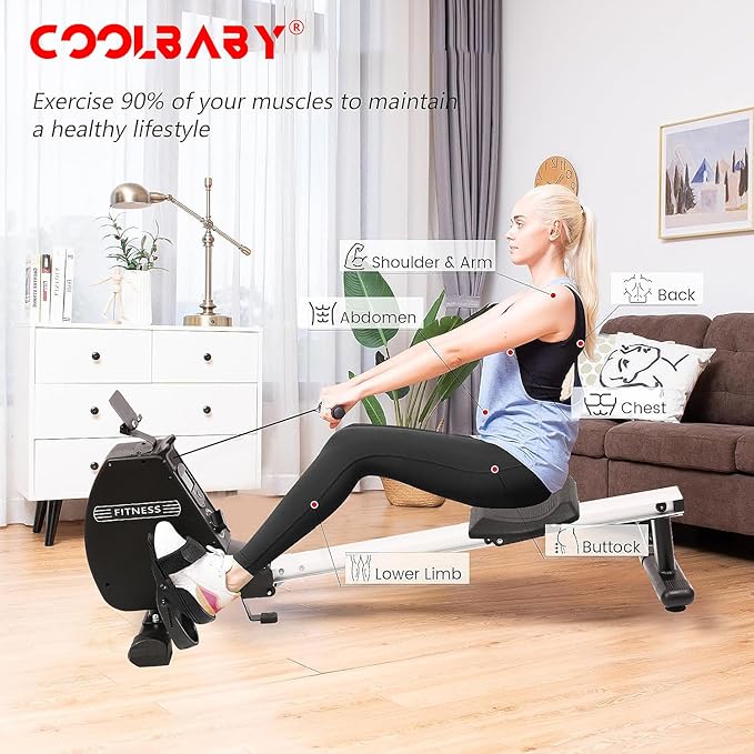 Adult Rowing Machine With Digital Display For Home Use - Black, Standard - COOLBABY