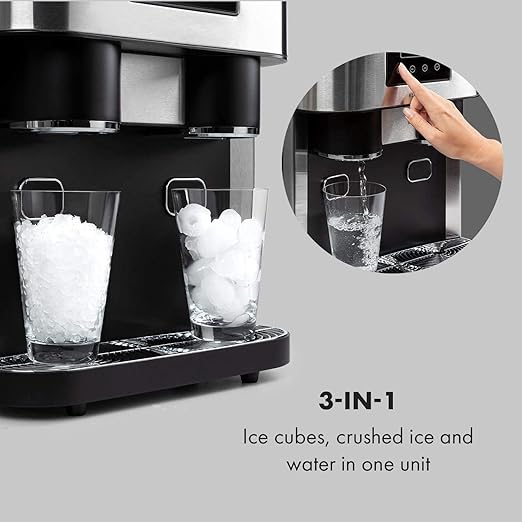 Ice Maker, 3-in-1: Ice Cubes, Crushed Ice, Cold Water, 15-18kg/24h, LCD Display, 1.8L Tank - COOLBABY