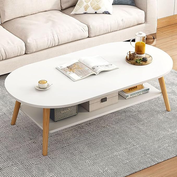 Modern Coffee Table – Nordic Style Rectangle Tea Table (100 x 50 cm, White)