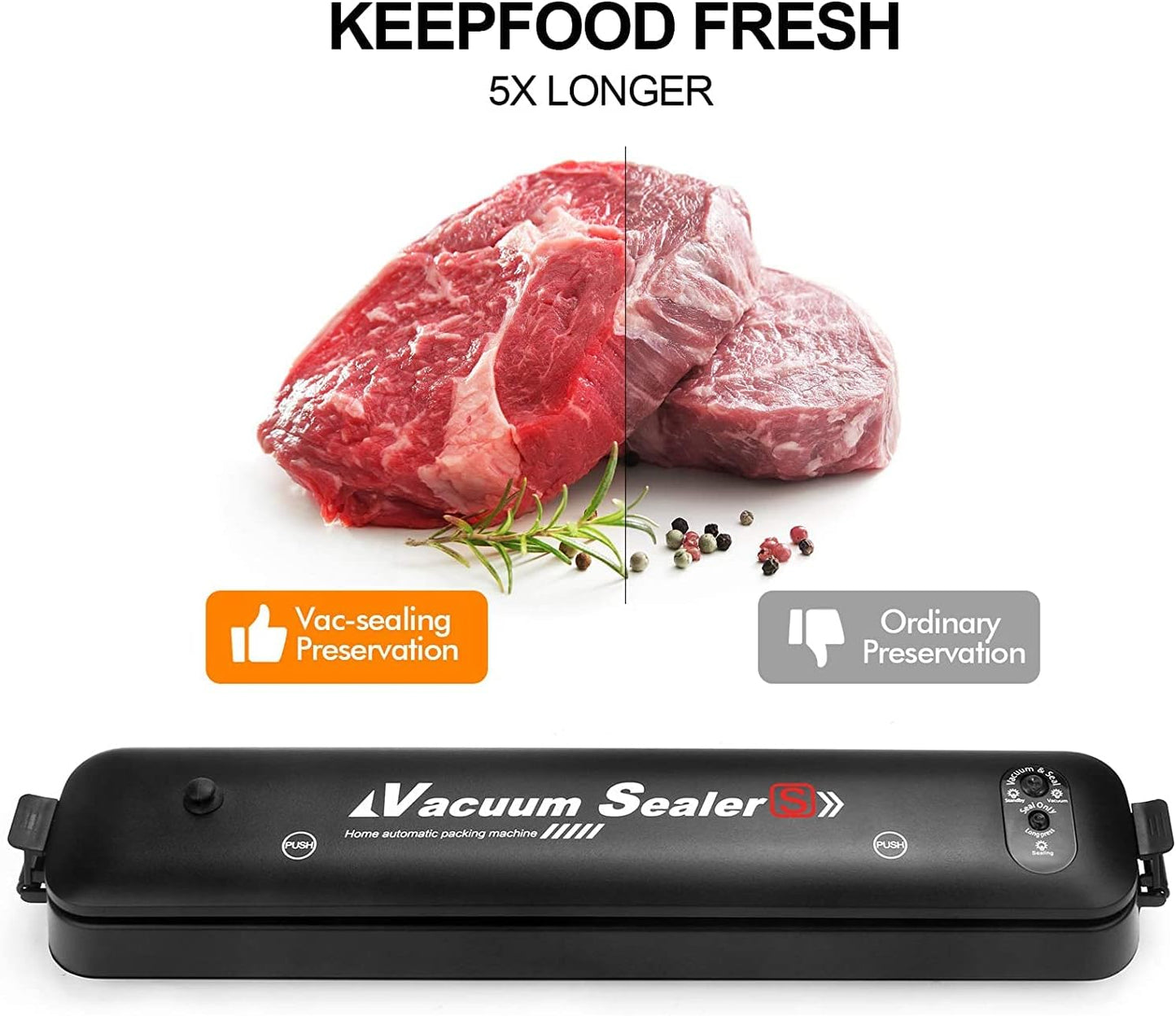 🥬 AWH Single-Touch Portable Vacuum Sealer Machine – 2-in-1 Food Saver with 50 Sealing Bags - COOLBABY