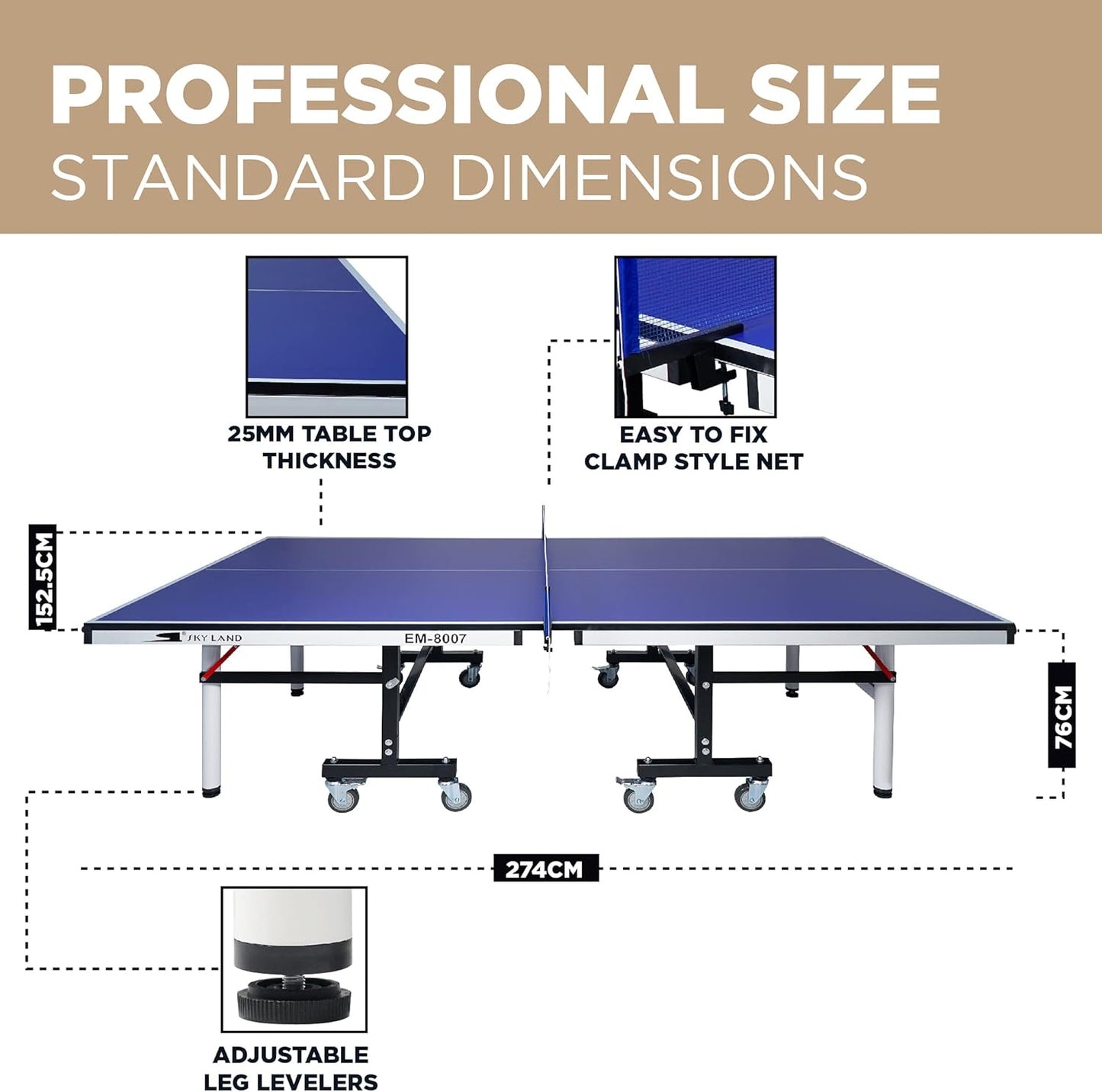 Tennis Table Professional Size, Foldable Tennis Table, Movable Table - COOLBABY