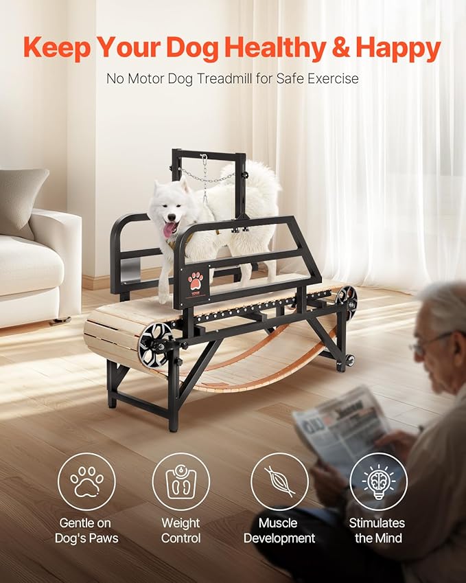 Dog Treadmill for Large & Medium Dogs with Brake – Heavy‑Duty Slatmill with 3 Adjustable Ramps, Training & Indoor Exercise (Supports Up to 330 lbs)