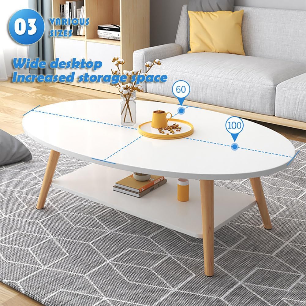 Modern Coffee Table – Nordic Style Rectangle Tea Table (100 x 50 cm, White)