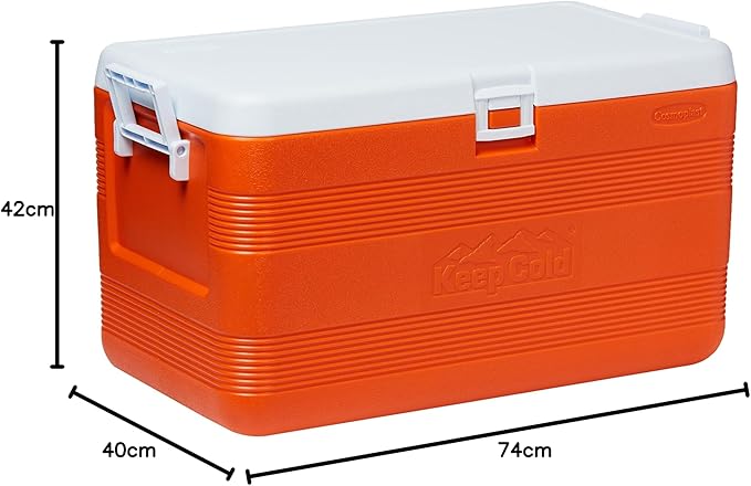 70L Plastic Cooler Icebox Deluxe with Wheels Orange – Heavy Duty Insulated Cooler with 6-Day Ice Retention