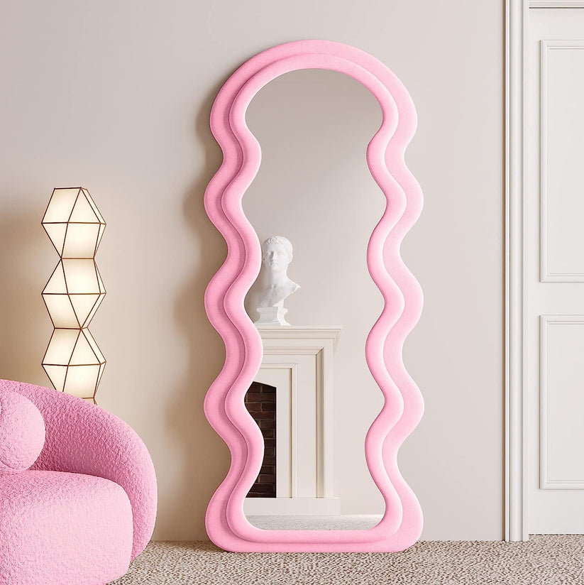 Wavy Frame Mirror, Full Length Wall Standing Mirror - Off-White - COOLBABY