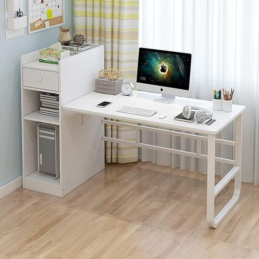 Study Table With Storage Bookshelf Computer Desk White 110 x 60x 70cm - COOLBABY