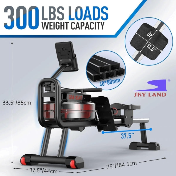 Water Rowing Machine GM-8147 | Foldable Bluetooth Rower with 14L Water Resistance Tank