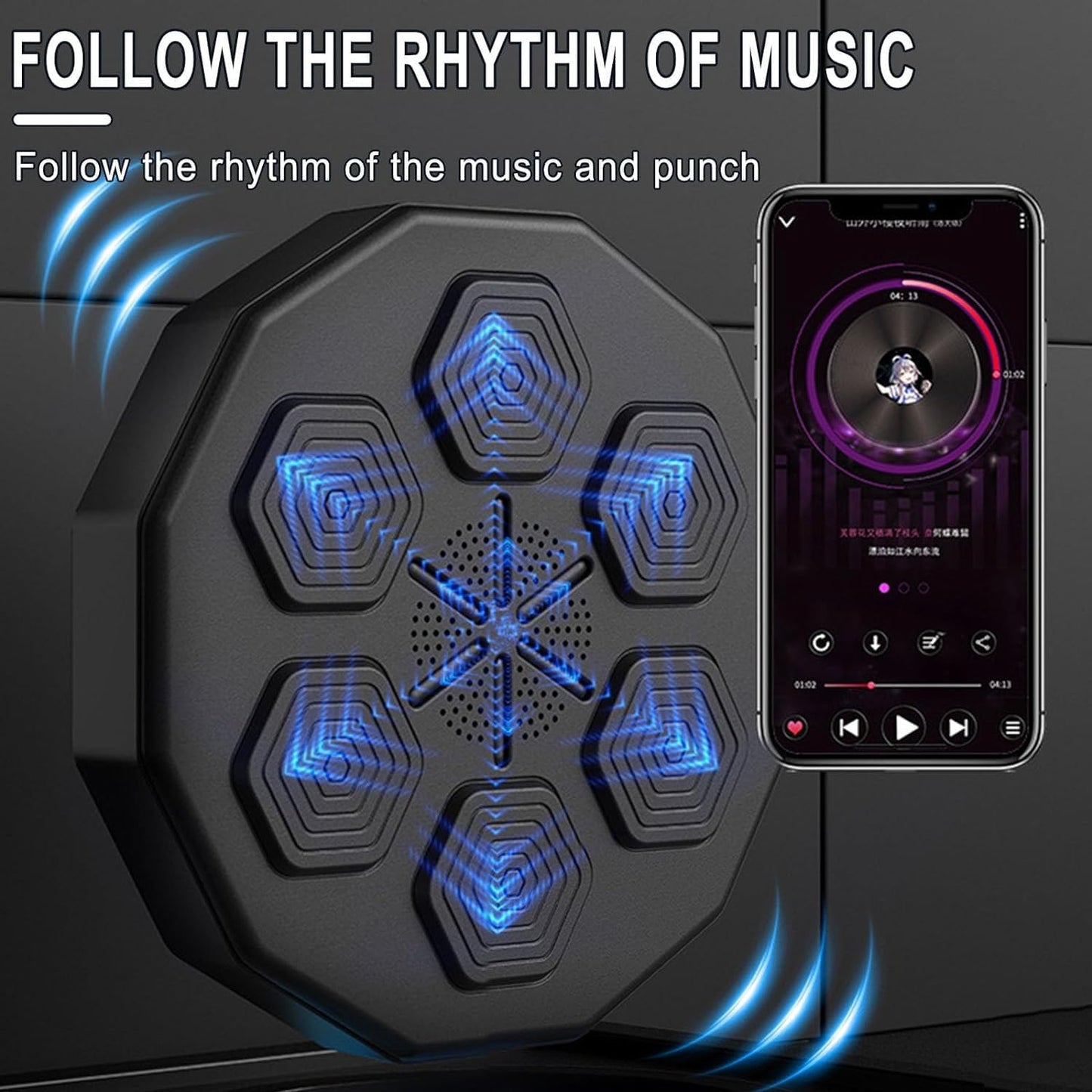 COOLBABY Electronic Music Boxing Machine,Can Connect to Bluetooth Smart Music Boxing Machine with 1 Pairs of Boxing Gloves for Amateur Home Workout - COOLBABY