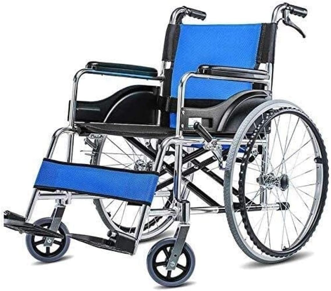 Lightweight Folding Aluminum Manual Wheelchair Thickened Elderly Medline Wheelchairs Adjustable Seat Cushion, with Handbrakes - COOLBABY