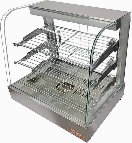 Warming Showcase - Commercial Electric Stainless & Curved Glass Food Warmer - COOLBABY