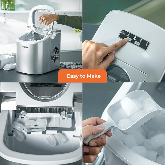 Portable Ice Cube Maker – 2.2L Tank, 12kg/24H Output, Two Ice Sizes, Eco-Friendly Refrigerant, Silent Operation - COOLBABY