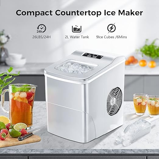 Mini Ice Maker Machine with Durable Compressors - Silver - COOLBABY