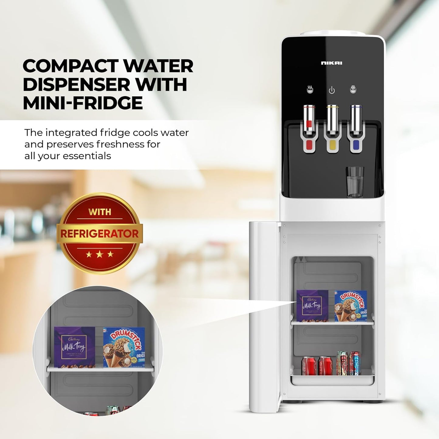 Top Loading Water Dispenser – 3 Tap, 16L Fridge, Stainless Steel, Low Noise - COOLBABY