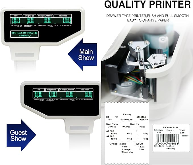 Weighing Scale with Label Printing - Digital Price Computing Scale Thermal Printer - COOLBABY