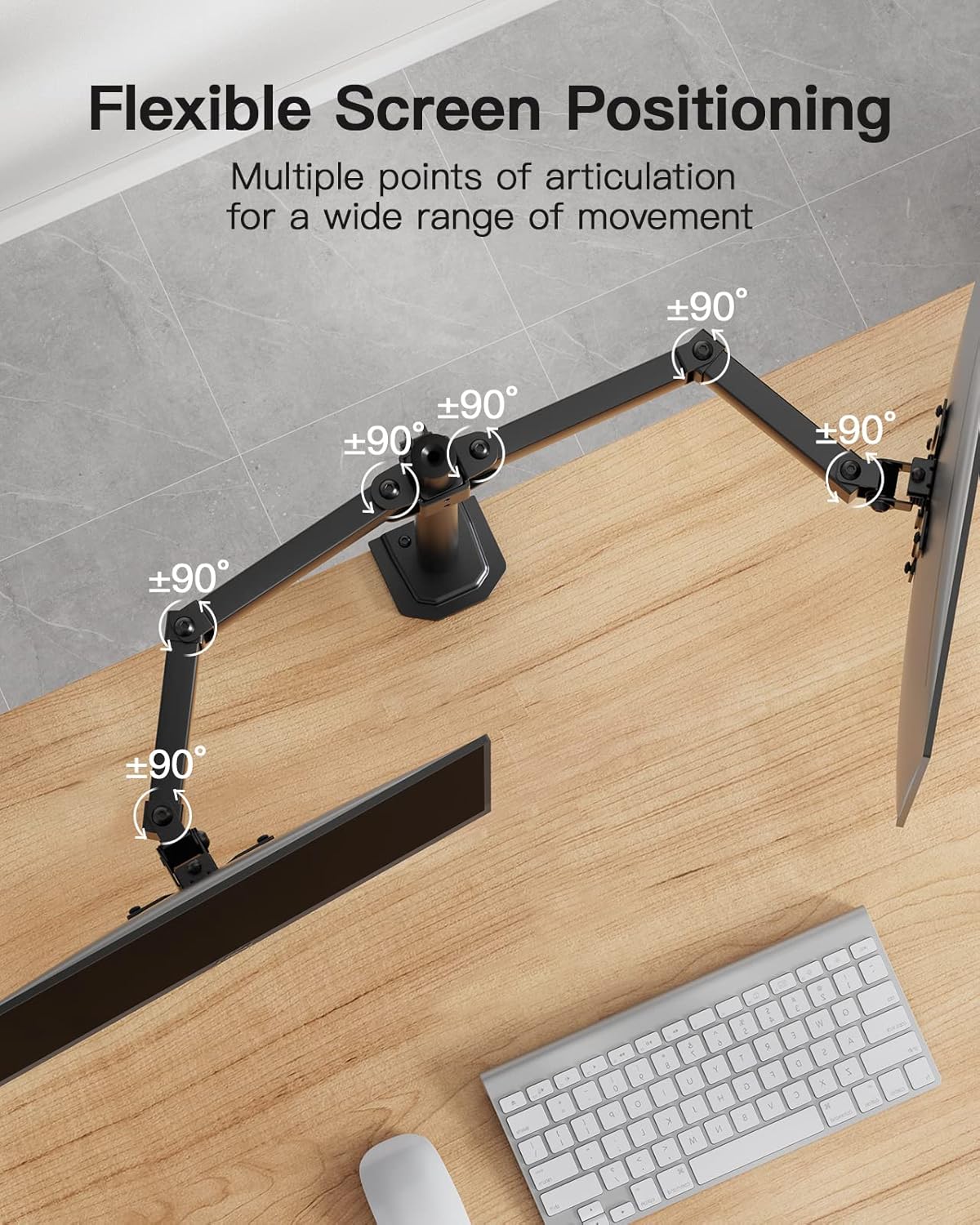 Dual Monitor Stand for 13 to 30 Inch Screens, Dual Monitor Mount Holds Capacity up to 22 lbs, Dual Monitor Arm with Height Adjustable, Tilt/Swivel/Rotate, VESA 75/100mm - COOLBABY