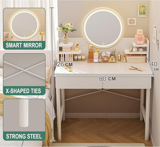 Makeup Vanity Table Dressing Table Flip Mirror With Drawers - COOLBABY