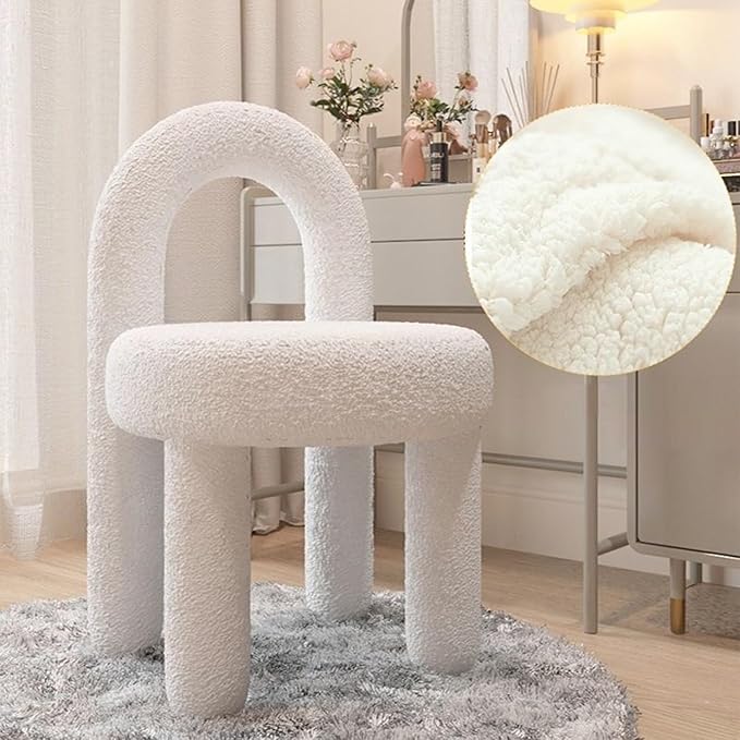 Vanity Chair, Elegant Furry Makeup Desk Chairs for Girls - COOLBABY