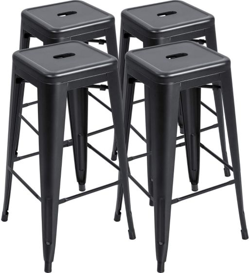 Metal Stackable Bar-Home Kitchen Stool - Black - COOLBABY