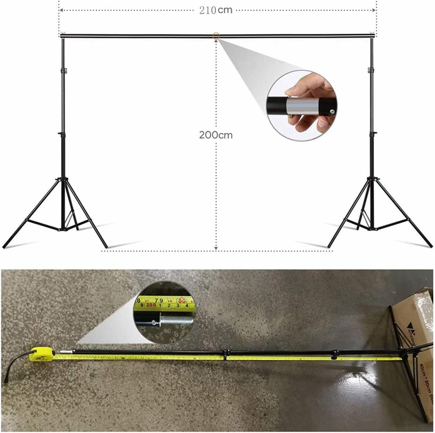 Backdrop Stand Kit with 3pcs Backdrops Photography Backdrop Support System Adjustable Photo Background Screen Stand - COOLBABY