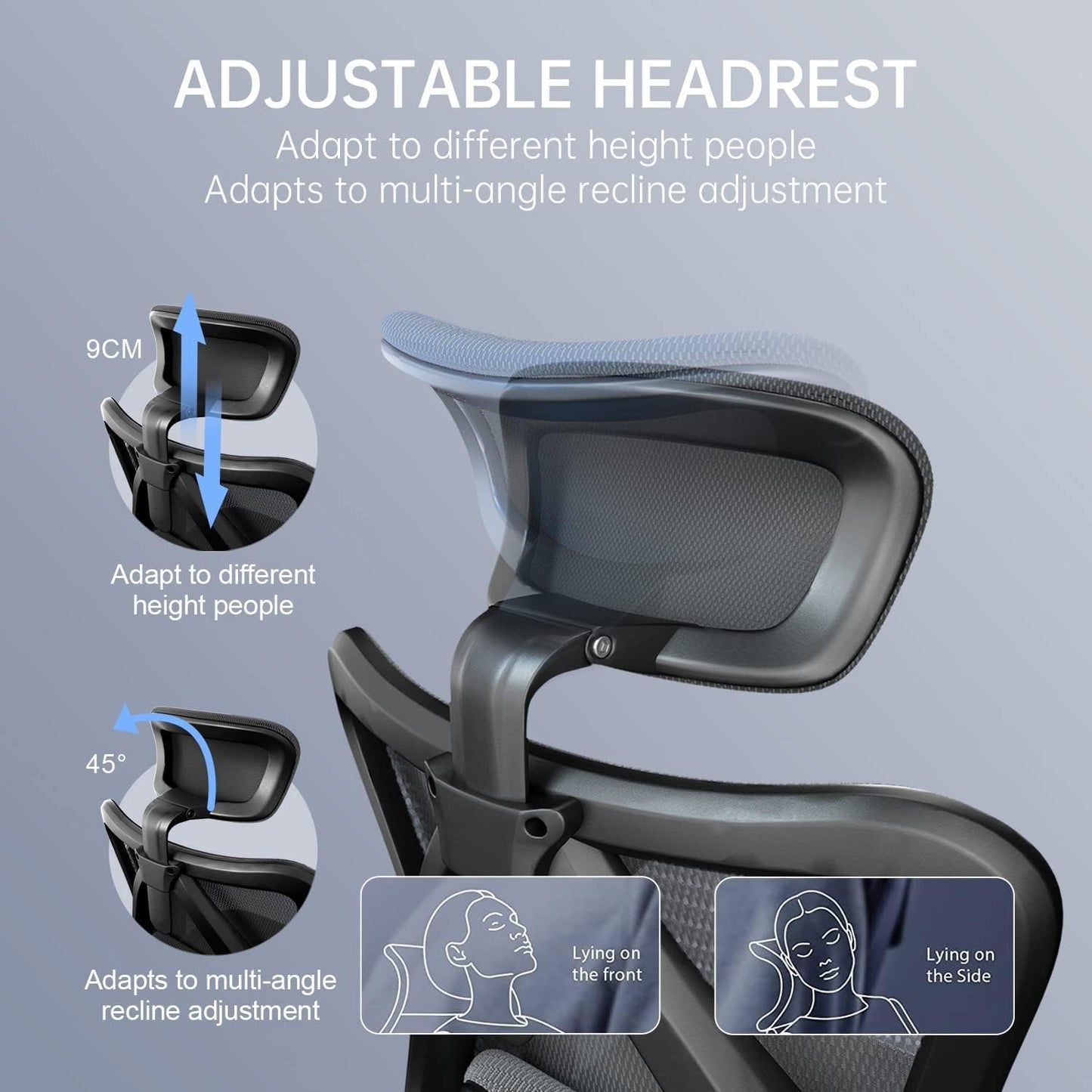 Ergonomic Office Chair, Computer High Back Desk Chair with 2D Armrest, Adjustable Headrest, Lumbar Support And with Footrest