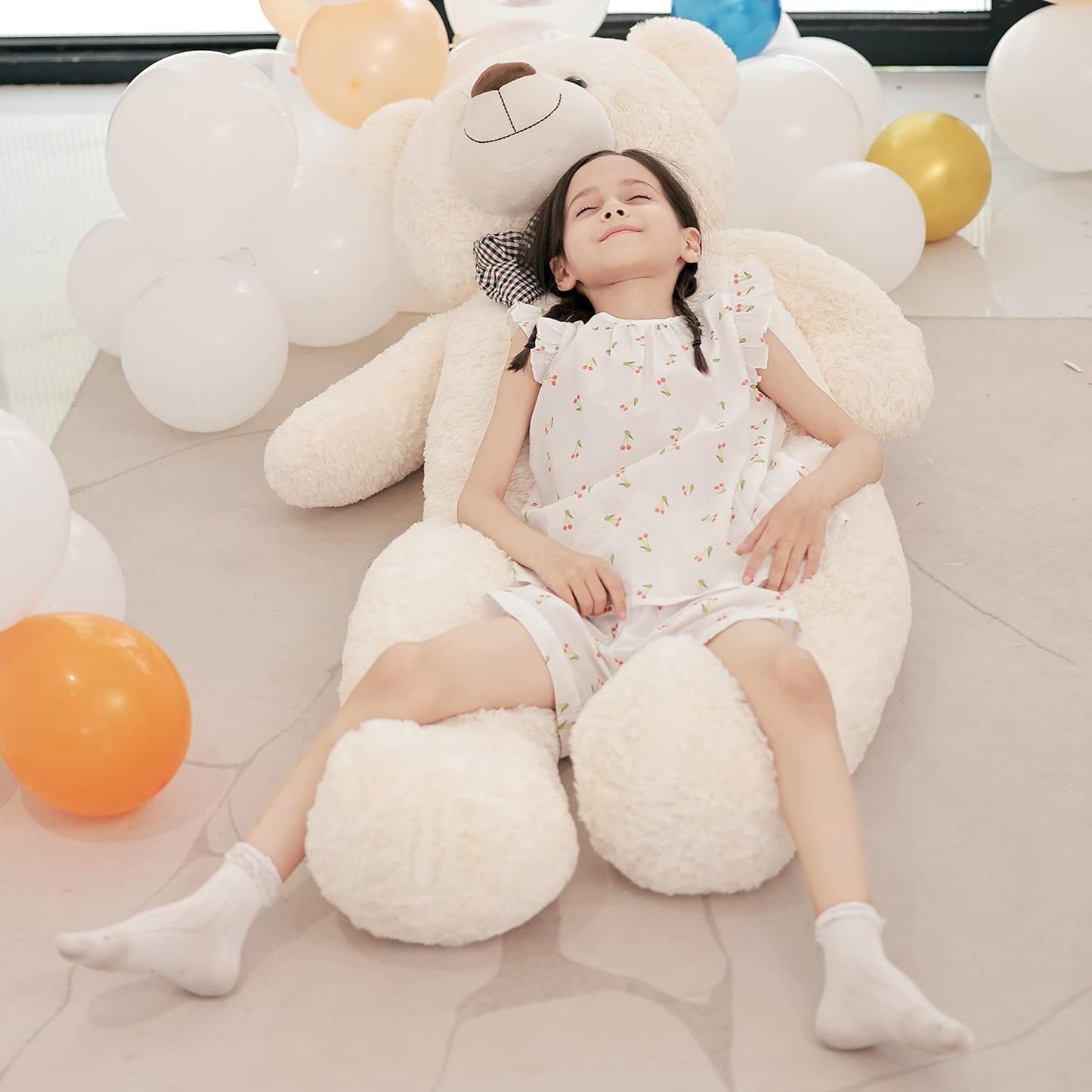 Poutmac 55 inch Giant Teddy Bear Stuffed Animal White Big Plush Teddy Bear Valentine's Gift for Girlfriend Soft Stuffed Bear Animals for Christmas,Birthday,Mother's Day - COOLBABY