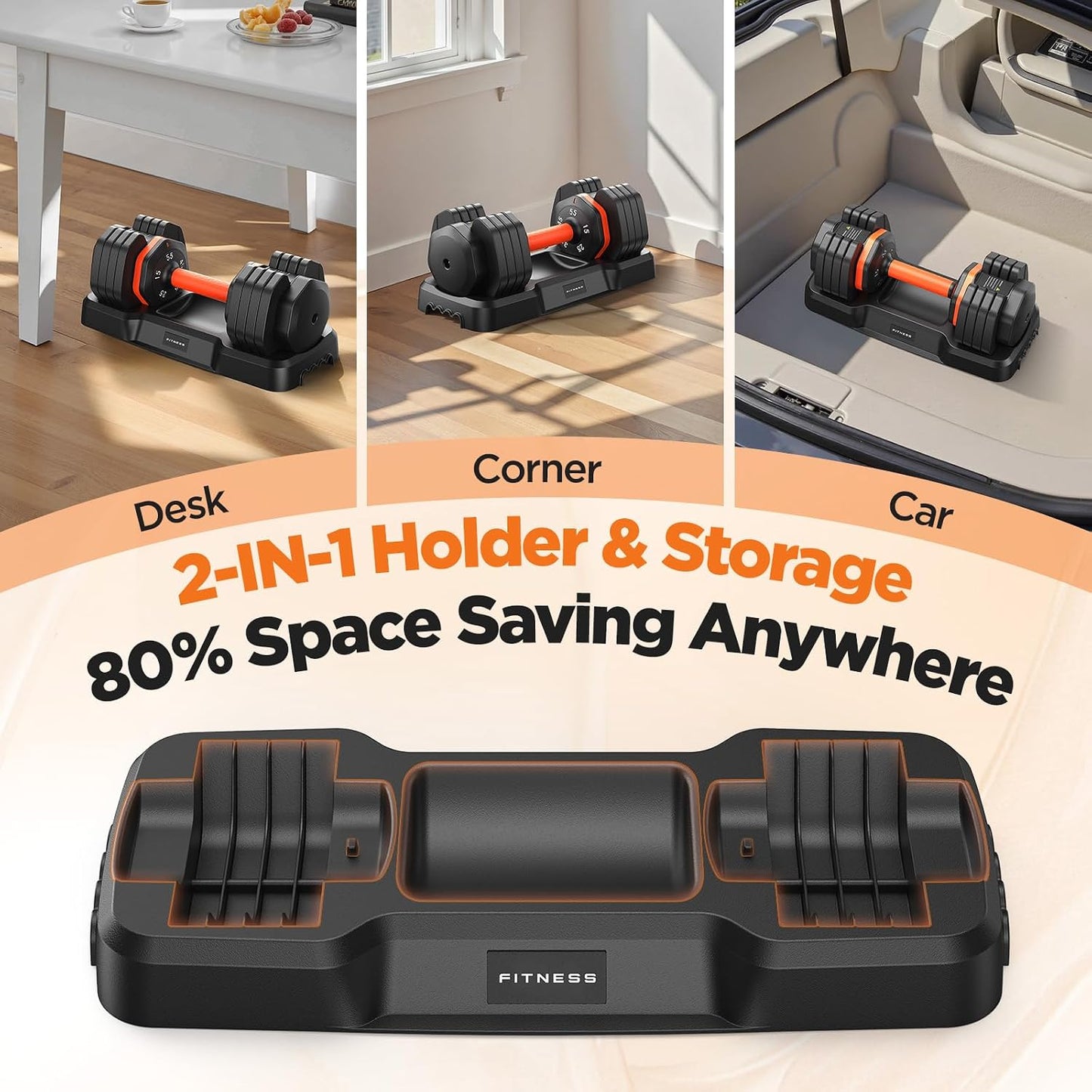 Updated Adjustable Dumbbell Set of 2, 55lb Weights Dumbbell with Storage Box,Adjustable Weights with Anti-slip Silicone Grip