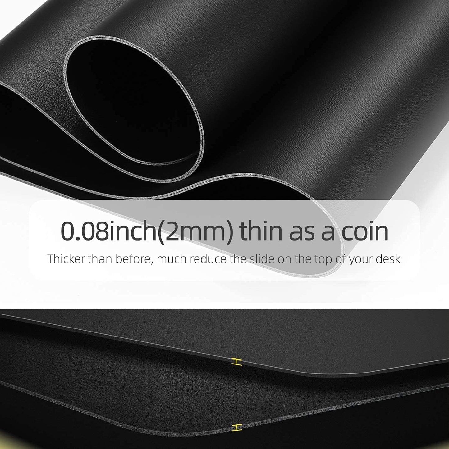 COOLBABY Multifunctional Office Desk Pad, Ultra Thin Waterproof PU Leather Mouse Pad, Dual Use Desk Writing Mat for Office/Home(9045 CM，Black+Black), YLY2047 BLK 90, 90 x 45cm - COOLBABY