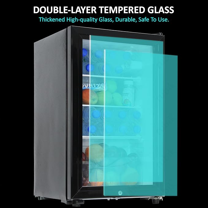 62L Refrigerator with Key Lock Glass Door, AC 220V Beverage Fridge Cooler for Food, Drinks, Skincare, Great for Home, Office, Hotel