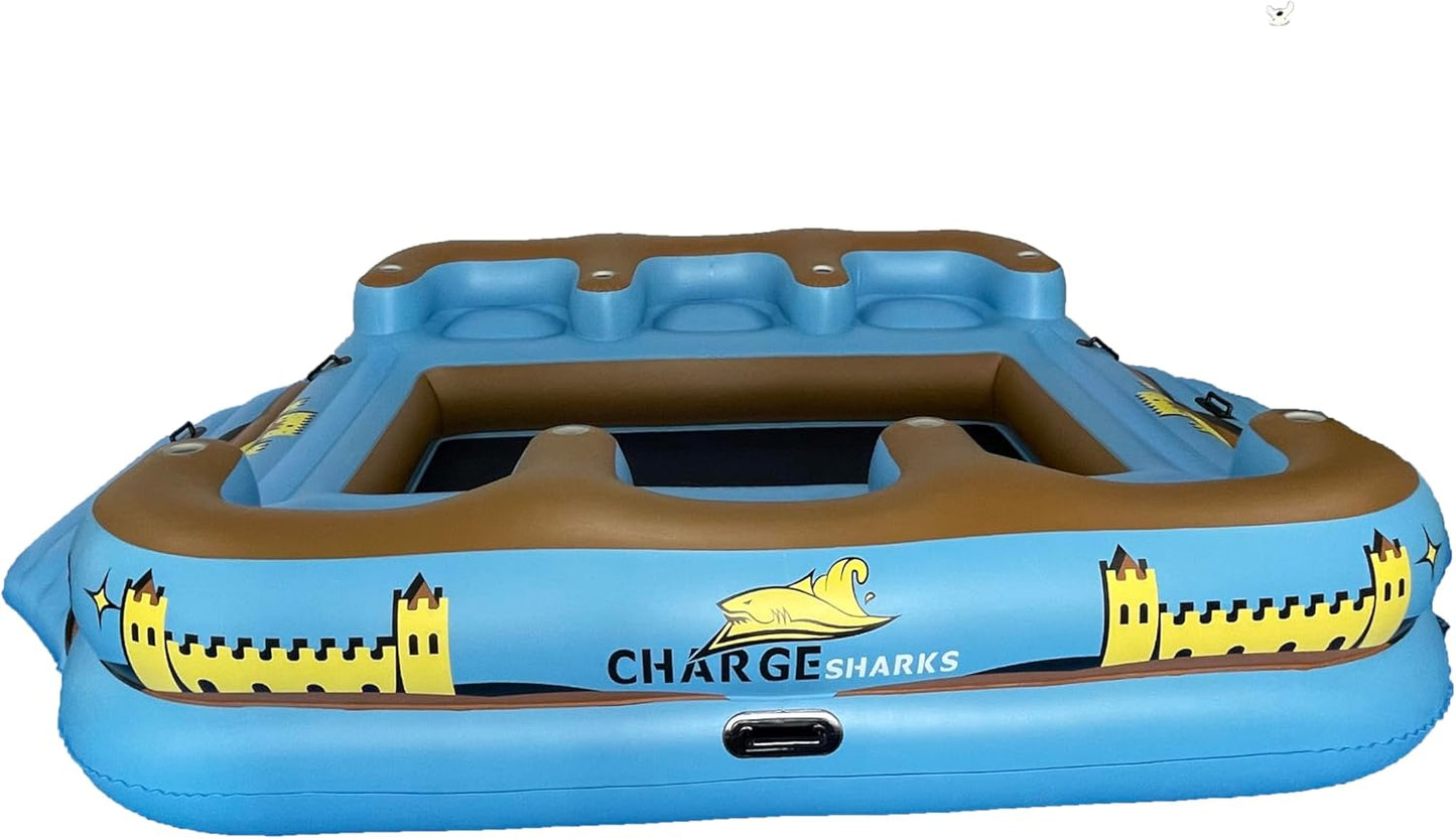 COOLBABY Tropical Island 6 Seat Floating Lounge Raft -121×102inch - COOLBABY