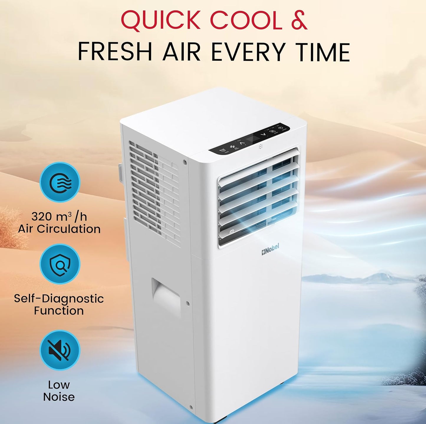 12000 BTU Portable Air Conditioner | 3-in-1 Cooling, Fan & Dehumidifier