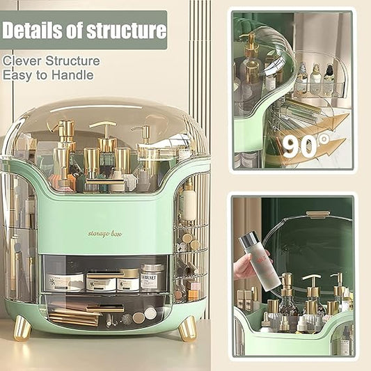 Makeup Organizer, Cosmetic Display Case Make up Organizer Skin Care Organizer,SkinCare Organizers for Bathroom Countertop,Bedroom Vanity Organizer Desk and Travel (Green)