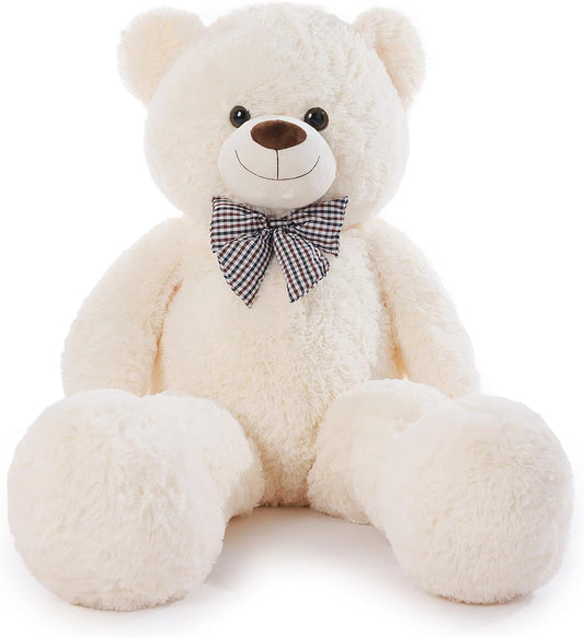Poutmac 55 inch Giant Teddy Bear Stuffed Animal White Big Plush Teddy Bear Valentine's Gift for Girlfriend Soft Stuffed Bear Animals for Christmas,Birthday,Mother's Day - COOLBABY