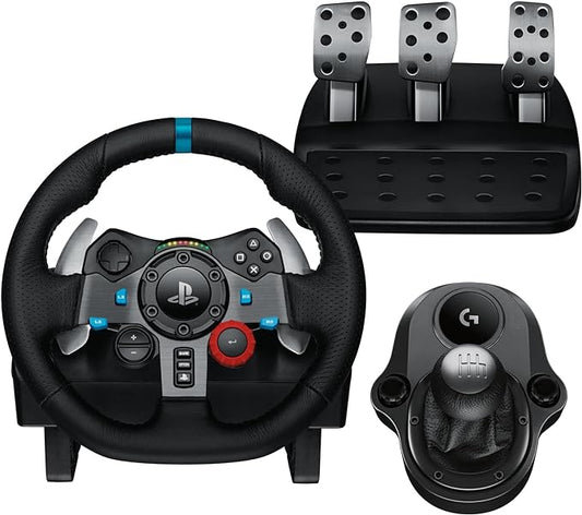 Driving Force Racing Wheel And Floor Pedals, Real Force Feedback, Leather Steering Wheel Cover - COOLBABY