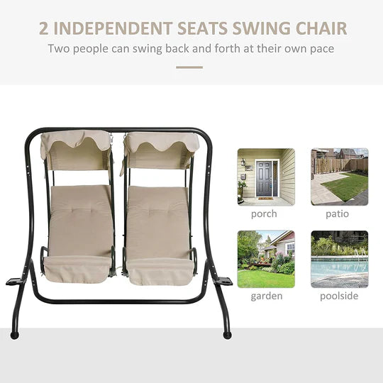 2 Independent Seats Swing Chair With Soft Cushion And Cup Holder - COOLBABY