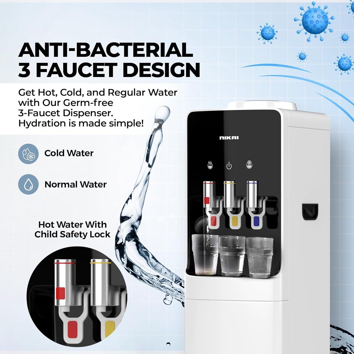 Top Loading Water Dispenser – 3 Tap, 16L Fridge, Stainless Steel, Low Noise - COOLBABY