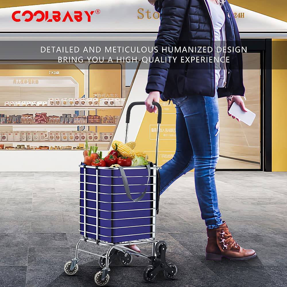 COOLBABY ZRW-GWC01 Shopping Carts, Grocery Carts,Family Carts,With Cover Oxford Cloth Bags,Triangle Wheel,For Parents, Old People Out Shopping - COOL BABY