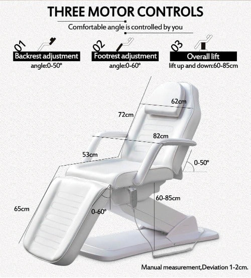 Multifunctional Electric beauty bed | Derma Bed | Spa Bed | Medical Bed | Therapy bed | Massage Bed- 3 motors - White