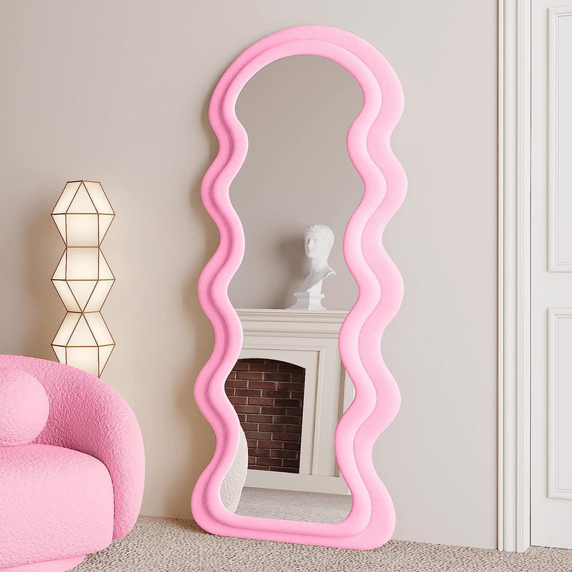 Wavy Frame Mirror, Full Length Wall Standing Mirror - Off-White - COOLBABY