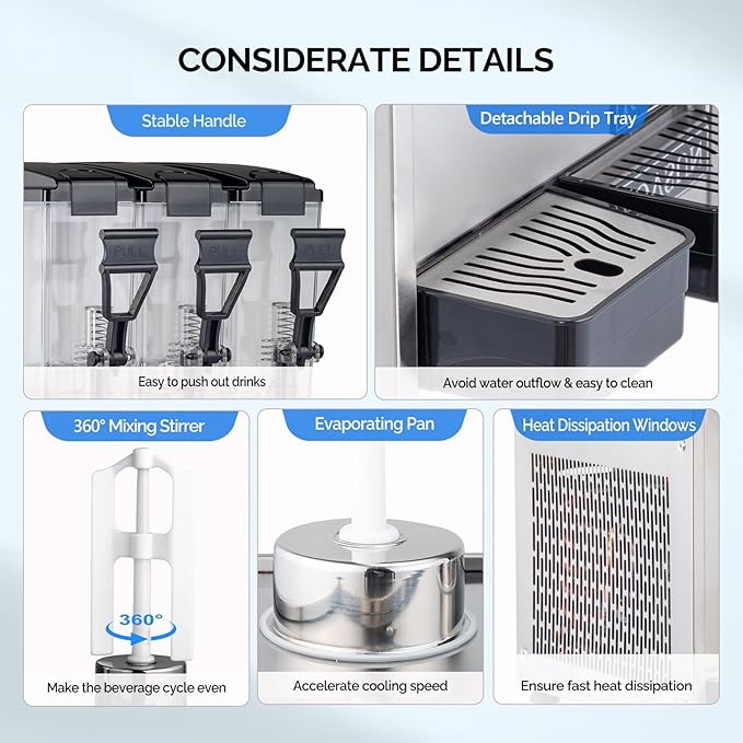 Drink Dispenser, Juice Beverage Dispensers with Thermostat Controller for Restaurant Hotel Party - COOLBABY