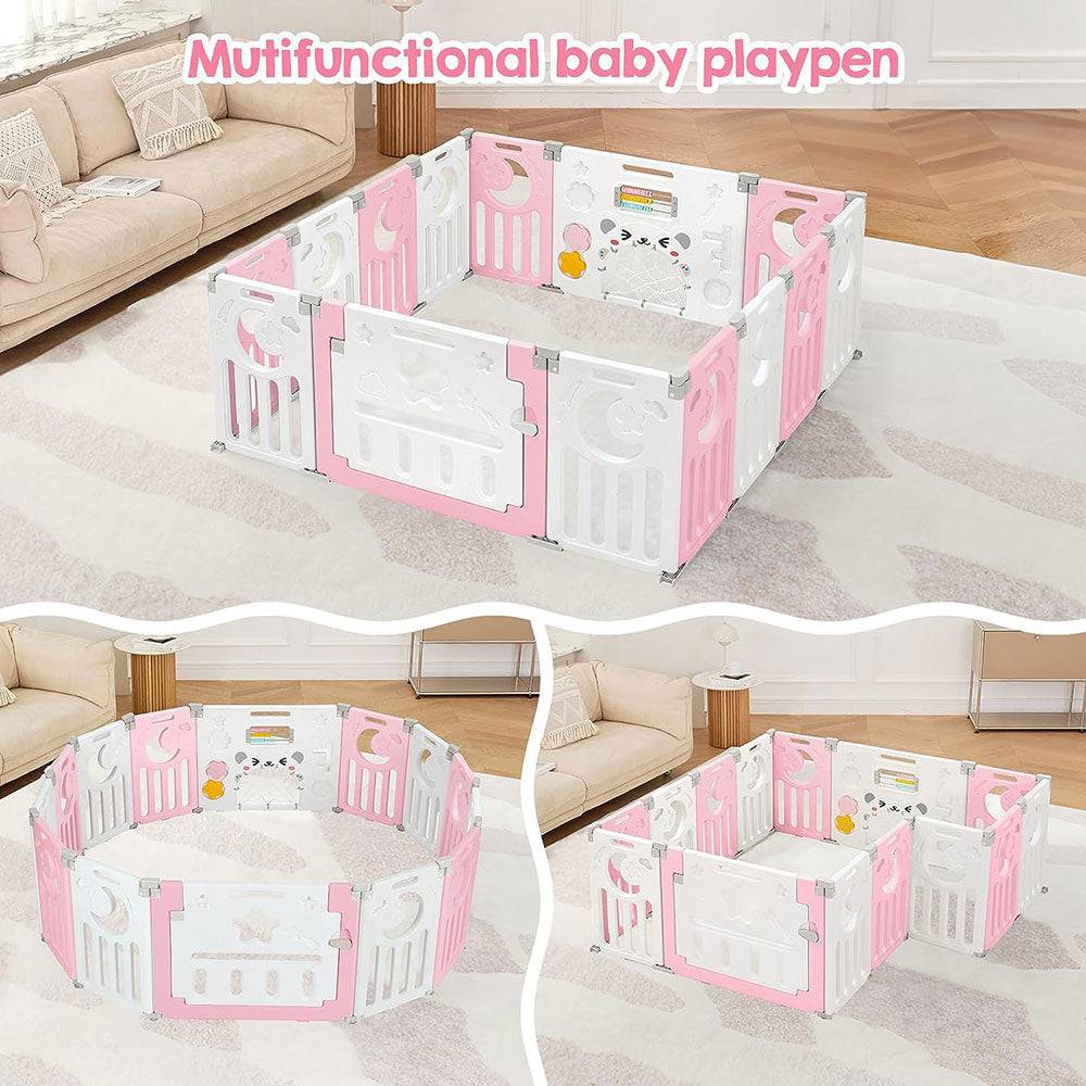COOLBABY Safe and Spacious Baby Playpen with Non-Slip Design - Foldable and Educational - COOL BABY