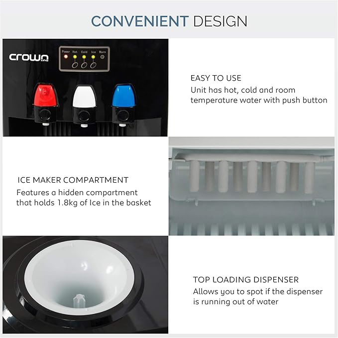 2-in-1 Top Loading Water Dispenser with Ice Maker, Hot, Cold & Normal Water Modes - COOLBABY