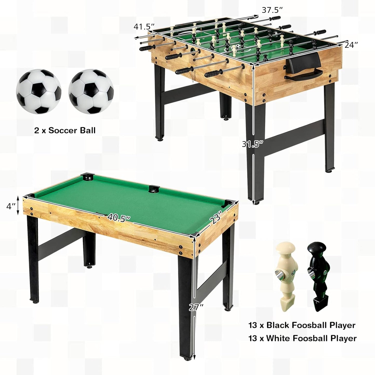 Table Foosball - Soccer, 10-in-1 Multi Game Table Set with Hockey, Foosball, Pool, and More for Family Fun - COOLBABY