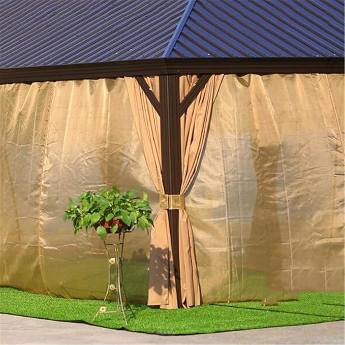 3.65x6m Double Roof Aluminum Gazebo Brown - COOLBABY