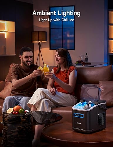 Countertop Ice Maker – Clear View Window, Self-Cleaning, Ambient Light, 26lbs/Day – Black